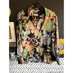 Zara Floral Print Shirt - missing button - XS